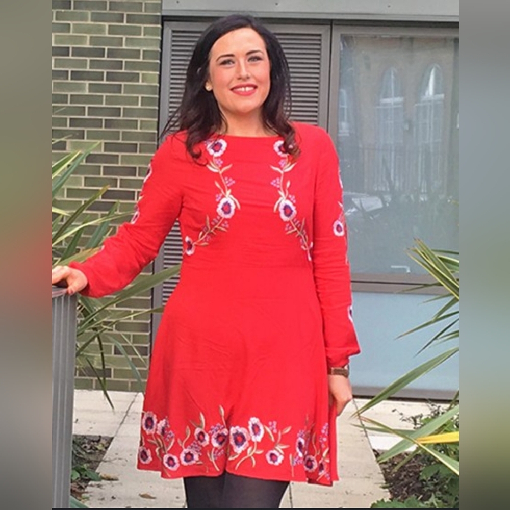 New Look Red Floral Embroidered Mini Dress